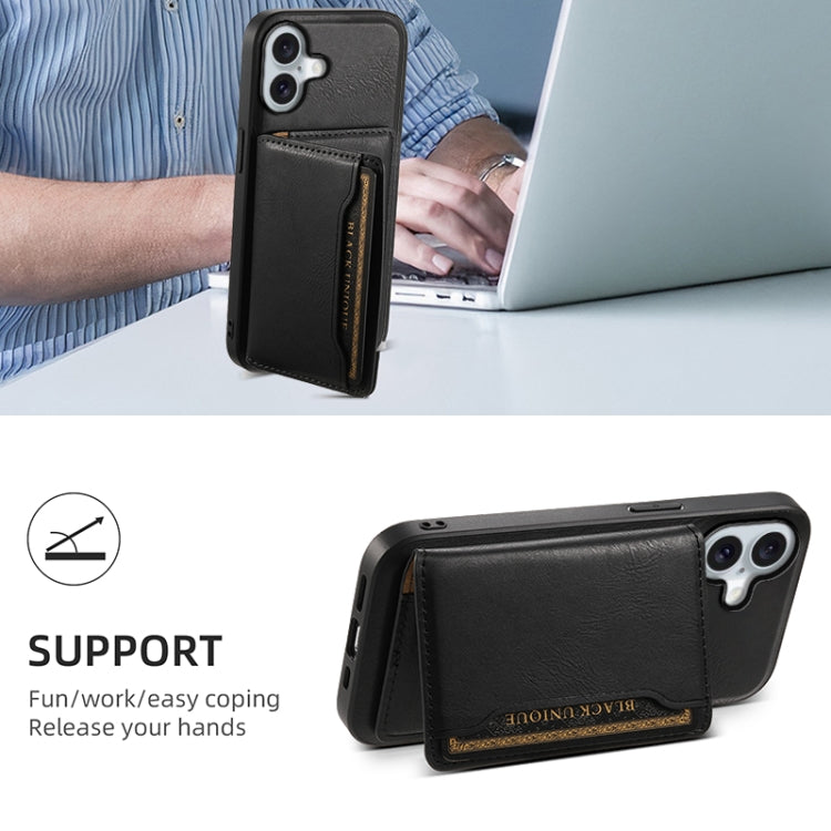For iPhone 16 Plus Denior Cowhide Texture Leather MagSafe Detachable Wallet Phone Case(Black)