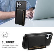 For iPhone 16 Plus Denior Cowhide Texture Leather MagSafe Detachable Wallet Phone Case(Black)