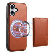 For iPhone 16 Plus Denior Cowhide Texture Leather MagSafe Detachable Wallet Phone Case(Brown)