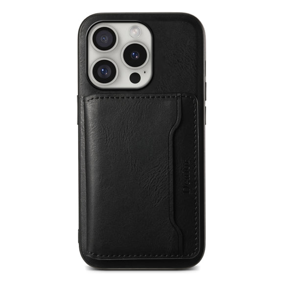 For iPhone 16 Pro Denior Cowhide Texture Leather MagSafe Detachable Wallet Phone Case(Black)