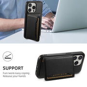 For iPhone 16 Pro Denior Cowhide Texture Leather MagSafe Detachable Wallet Phone Case(Black)