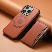 For iPhone 16 Pro Denior Cowhide Texture Leather MagSafe Detachable Wallet Phone Case(Brown)