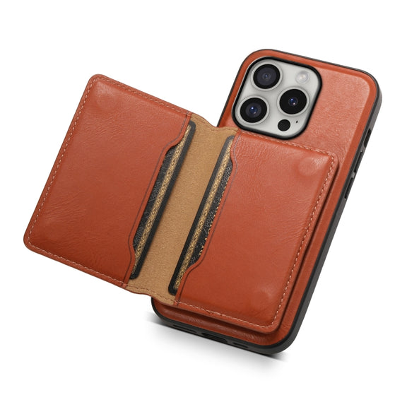 For iPhone 16 Pro Denior Cowhide Texture Leather MagSafe Detachable Wallet Phone Case(Brown)