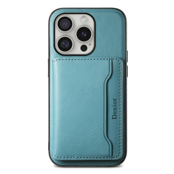For iPhone 16 Pro Max Denior Cowhide Texture Leather MagSafe Detachable Wallet Phone Case(Blue)