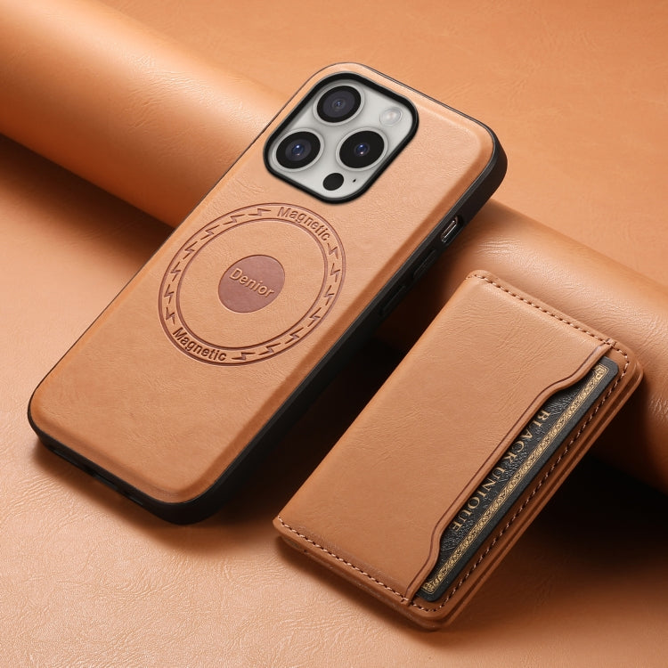 For iPhone 16 Pro Max Denior Cowhide Texture Leather MagSafe Detachable Wallet Phone Case(Khaki)
