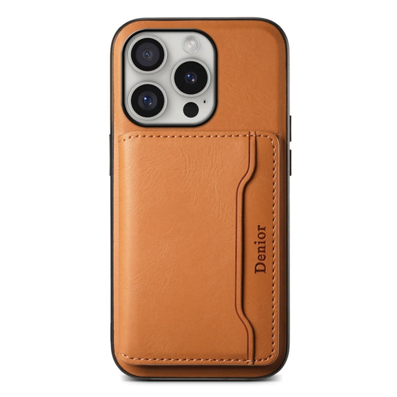 For iPhone 16 Pro Max Denior Cowhide Texture Leather MagSafe Detachable Wallet Phone Case(Khaki)
