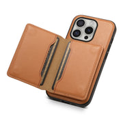 For iPhone 16 Pro Max Denior Cowhide Texture Leather MagSafe Detachable Wallet Phone Case(Khaki)