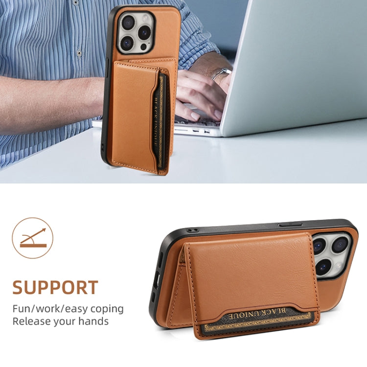 For iPhone 16 Pro Max Denior Cowhide Texture Leather MagSafe Detachable Wallet Phone Case(Khaki)