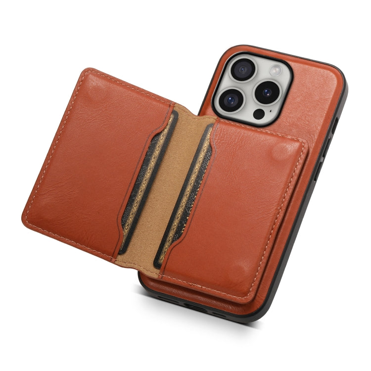 For iPhone 16 Pro Max Denior Cowhide Texture Leather MagSafe Detachable Wallet Phone Case(Brown)
