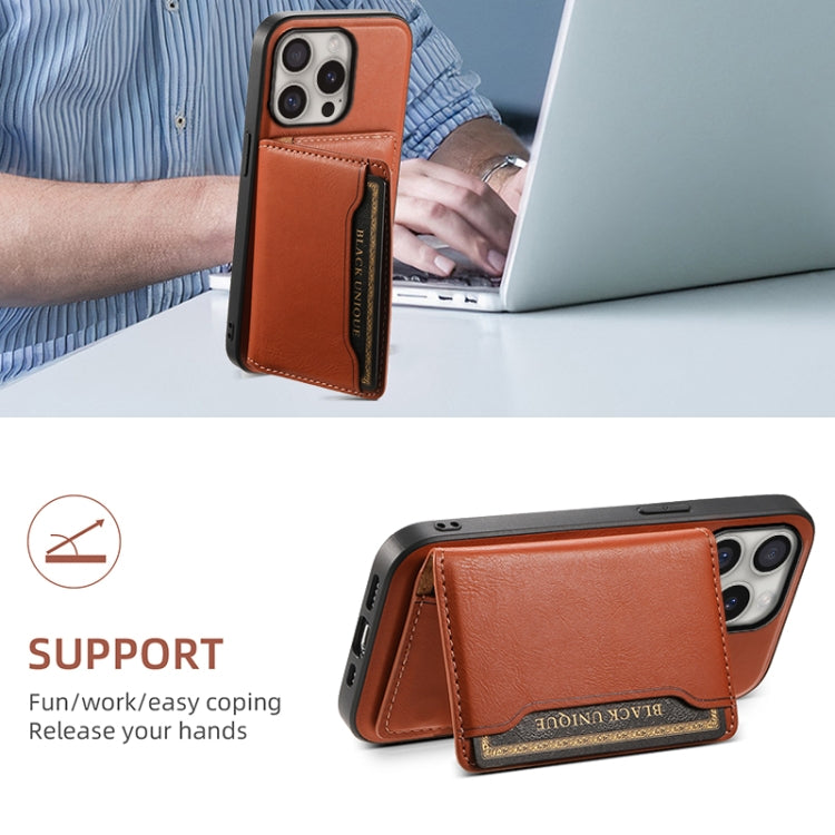 For iPhone 16 Pro Max Denior Cowhide Texture Leather MagSafe Detachable Wallet Phone Case(Brown)