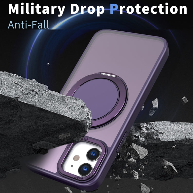 For iPhone 11 360-degree Rotating MagSafe Magnetic Holder Phone Case(Purple)