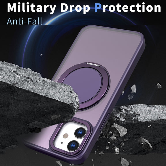 For iPhone 11 360-degree Rotating MagSafe Magnetic Holder Phone Case(Purple)