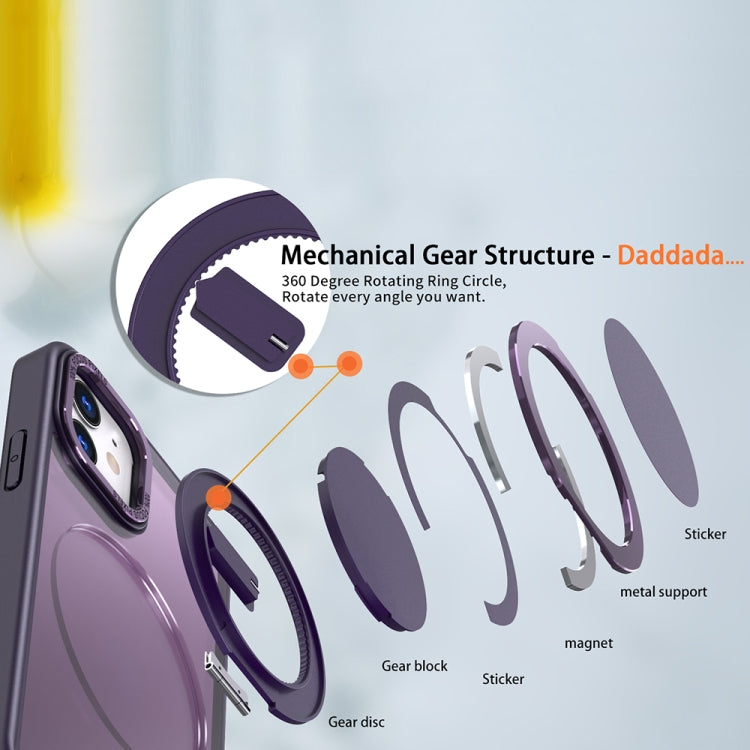 For iPhone 11 360-degree Rotating MagSafe Magnetic Holder Phone Case(Purple)