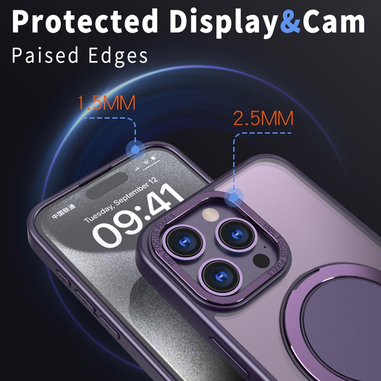 For iPhone 11 Pro 360-degree Rotating MagSafe Magnetic Holder Phone Case(Purple)