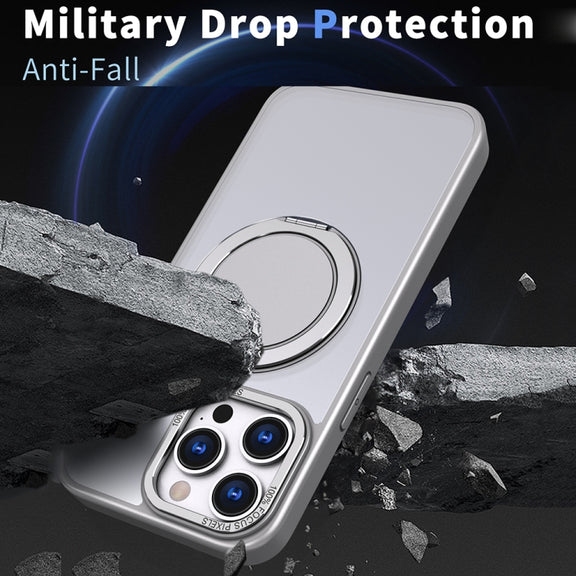 For iPhone 11 Pro Max 360-degree Rotating MagSafe Magnetic Holder Phone Case(Titanium Grey)