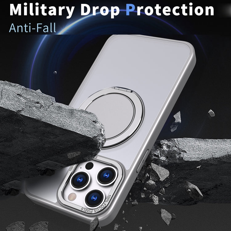 For iPhone 11 Pro Max 360-degree Rotating MagSafe Magnetic Holder Phone Case(Titanium Grey)