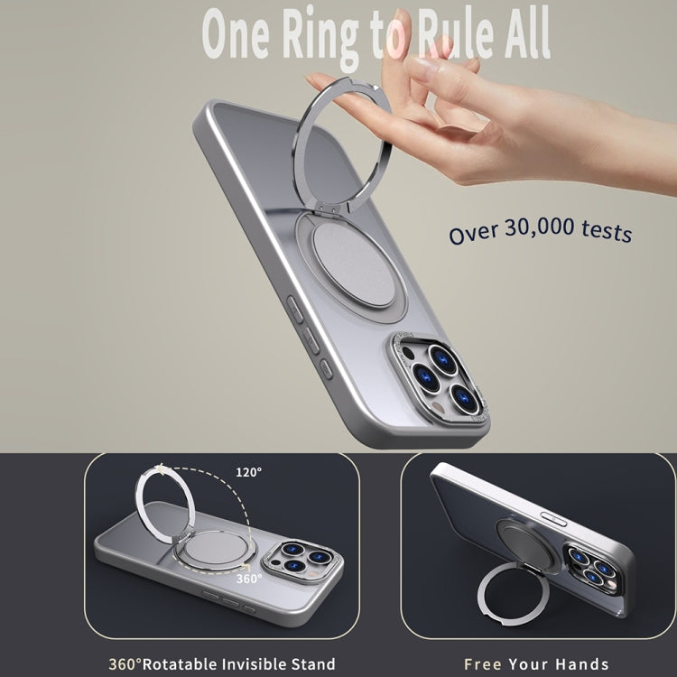 For iPhone 11 Pro Max 360-degree Rotating MagSafe Magnetic Holder Phone Case(Titanium Grey)
