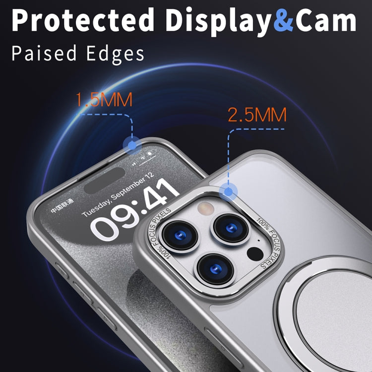 For iPhone 11 Pro Max 360-degree Rotating MagSafe Magnetic Holder Phone Case(Titanium Grey)