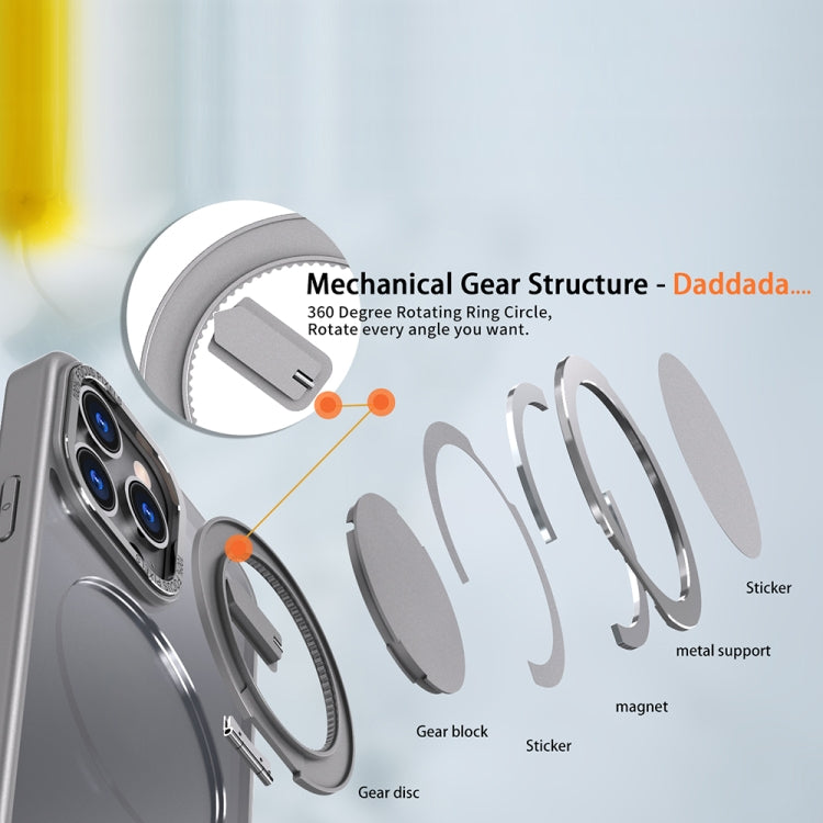 For iPhone 11 Pro Max 360-degree Rotating MagSafe Magnetic Holder Phone Case(Titanium Grey)