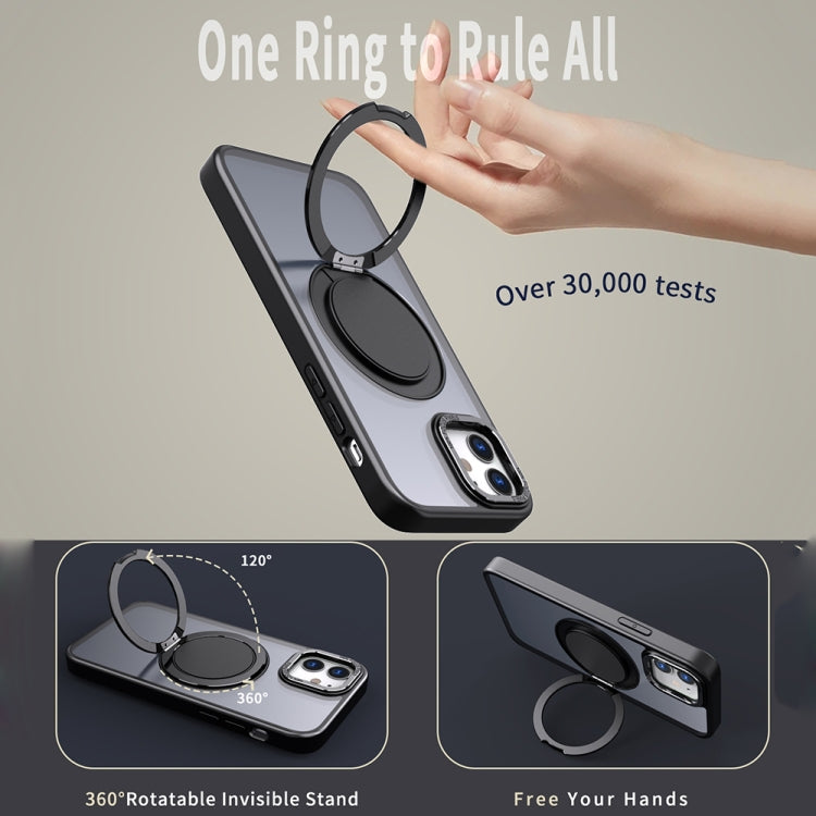 For iPhone 12 360-degree Rotating MagSafe Magnetic Holder Phone Case(Black)