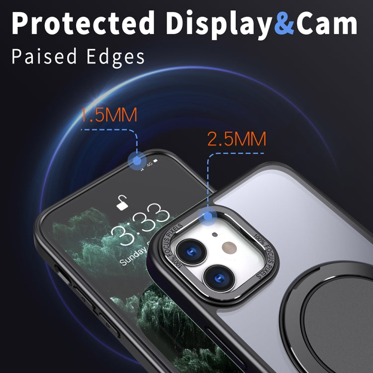 For iPhone 12 360-degree Rotating MagSafe Magnetic Holder Phone Case(Black)