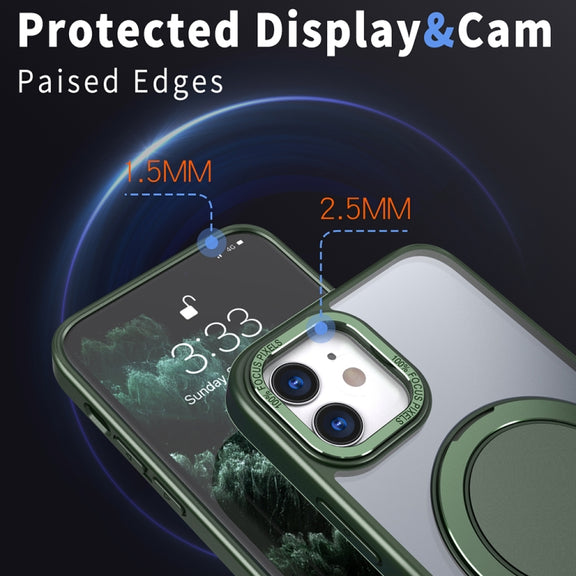 For iPhone 12 360-degree Rotating MagSafe Magnetic Holder Phone Case(Green)