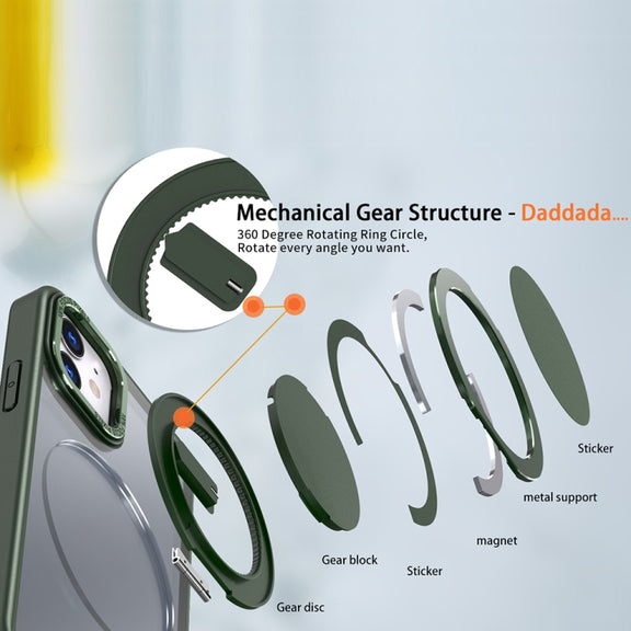 For iPhone 12 360-degree Rotating MagSafe Magnetic Holder Phone Case(Green)