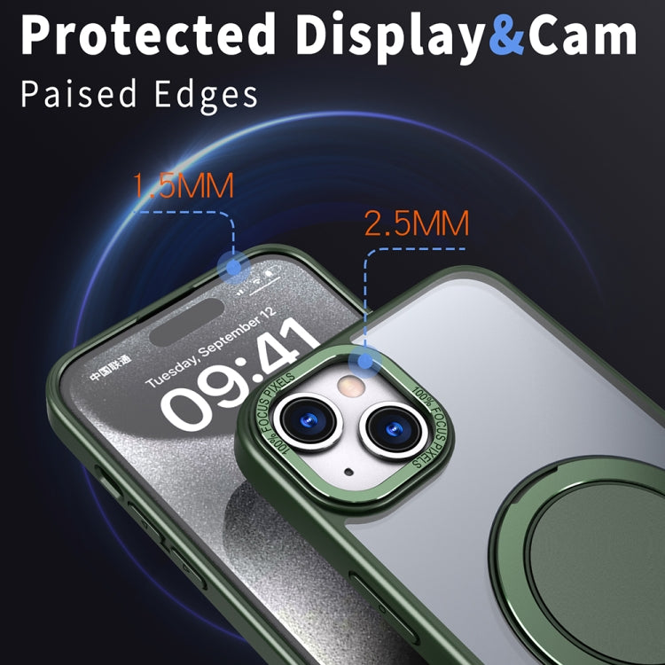 For iPhone 14 Plus 360-degree Rotating MagSafe Magnetic Holder Phone Case(Green)