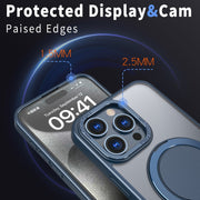 For iPhone 14 Pro Max 360-degree Rotating MagSafe Magnetic Holder Phone Case(Navy Blue)