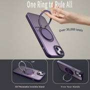 For iPhone 15 Plus 360-degree Rotating MagSafe Magnetic Holder Phone Case(Purple)