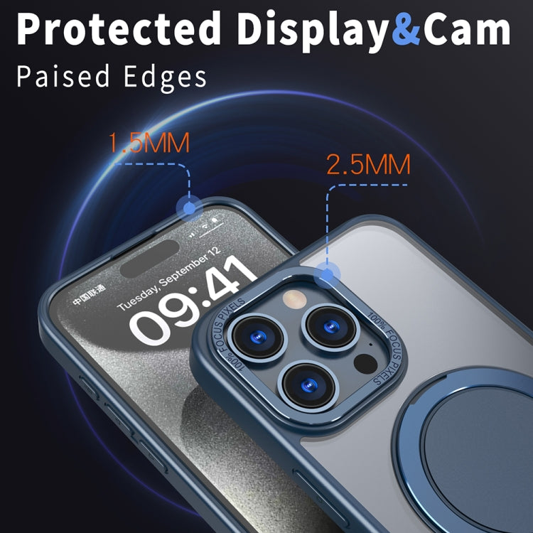 For iPhone 15 Pro Max 360-degree Rotating MagSafe Magnetic Holder Phone Case(Navy Blue)