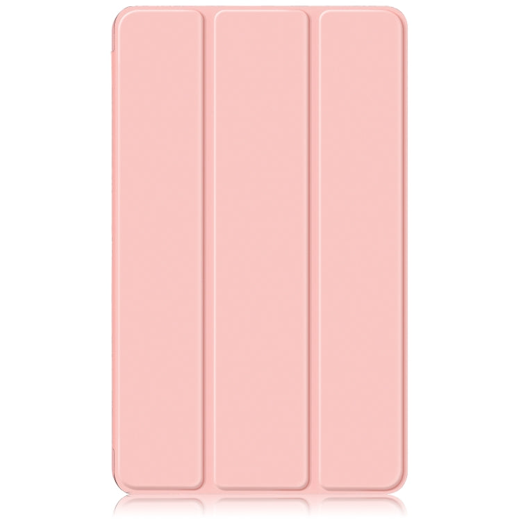 For Samsung Galaxy Tab A9 Acrylic 3-folding Solid Color Smart Leather Tablet Case(Pink)