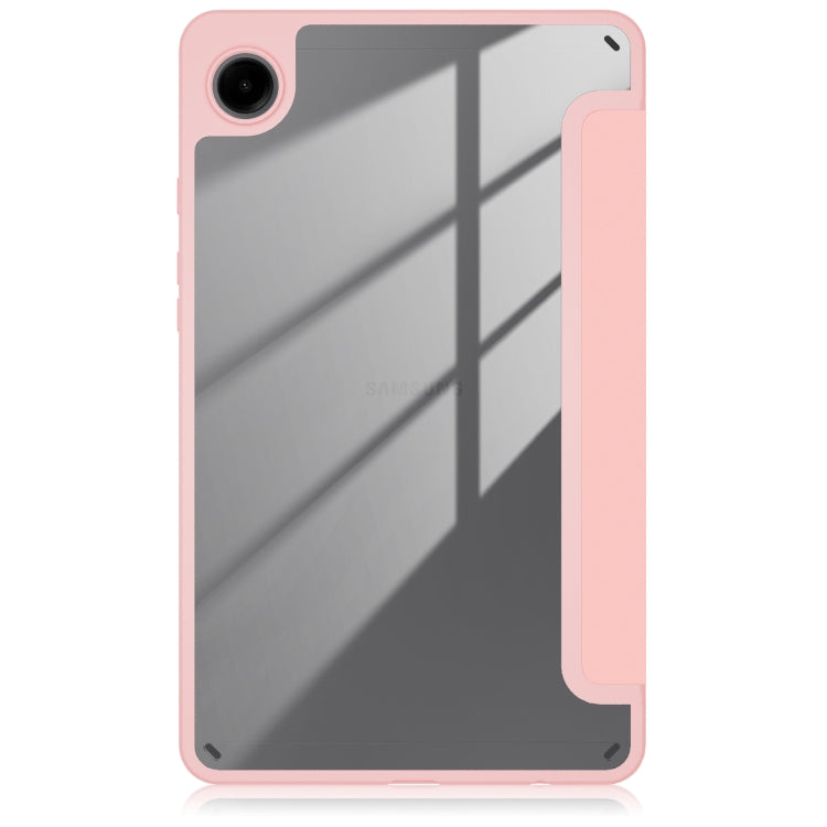 For Samsung Galaxy Tab A9 Acrylic 3-folding Solid Color Smart Leather Tablet Case(Pink)