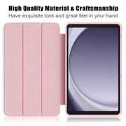 For Samsung Galaxy Tab A9 Acrylic 3-folding Solid Color Smart Leather Tablet Case(Pink)