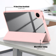For Samsung Galaxy Tab A9 Acrylic 3-folding Solid Color Smart Leather Tablet Case(Pink)