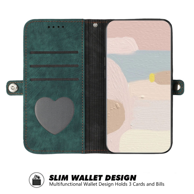 For Google Pixel 9 Pro Side Buckle Double Fold Hand Strap Leather Phone Case(Dark Green)