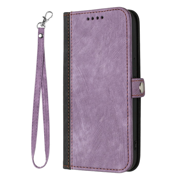 For Google Pixel 9 Pro Side Buckle Double Fold Hand Strap Leather Phone Case(Purple)