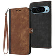 For Google Pixel 9 Side Buckle Double Fold Hand Strap Leather Phone Case(Brown) - Google Cases by PMC TechLife | Online Shopping South Africa | PMC TechLife | Buy Now Pay Later Mobicred