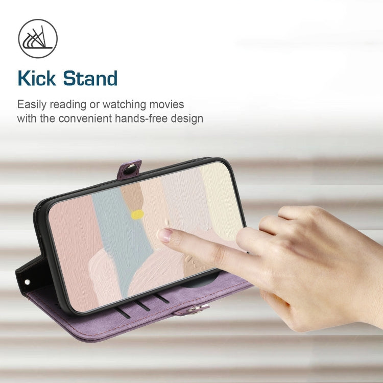 For Google Pixel 9 Side Buckle Double Fold Hand Strap Leather Phone Case(Purple)