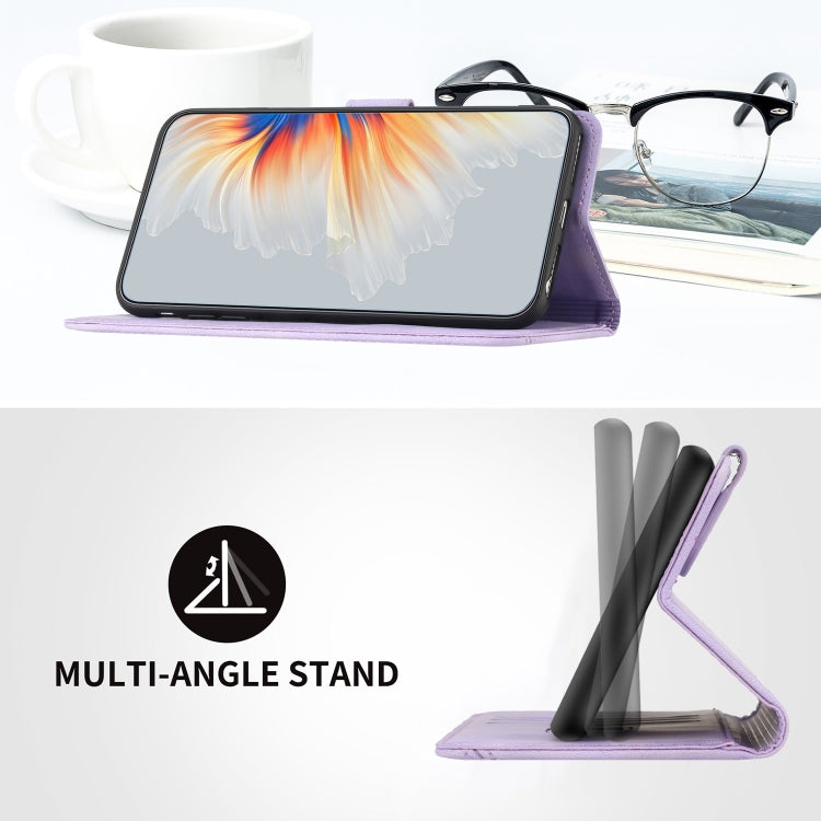For Google Pixel 9 Pro Heart Pattern Skin Feel Leather Phone Case(Purple)