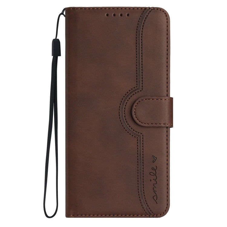 For Google Pixel 9 Pro Heart Pattern Skin Feel Leather Phone Case(Brown)