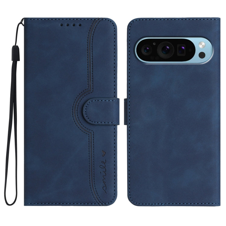 For Google Pixel 9 Heart Pattern Skin Feel Leather Phone Case(Royal Blue)