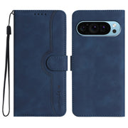For Google Pixel 9 Heart Pattern Skin Feel Leather Phone Case(Royal Blue)