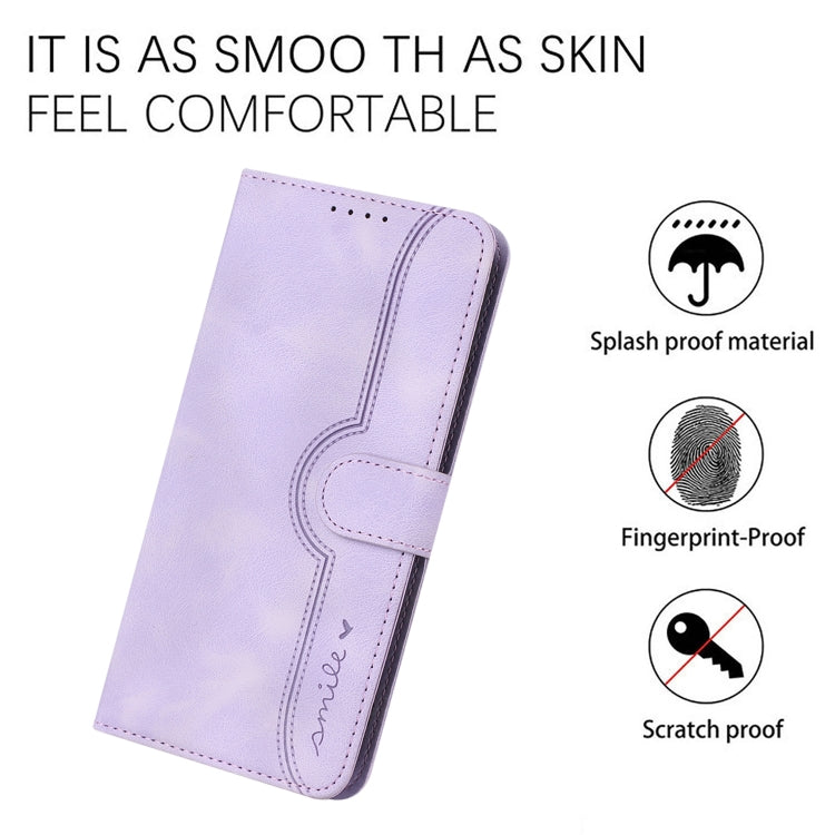 For Google Pixel 9 Heart Pattern Skin Feel Leather Phone Case(Purple)
