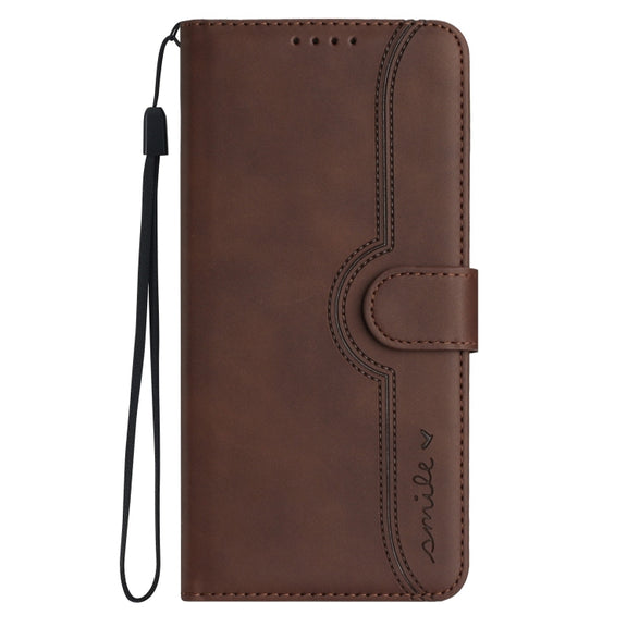 For Google Pixel 9 Heart Pattern Skin Feel Leather Phone Case(Brown)