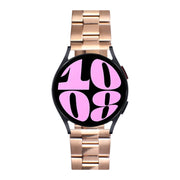 22mm Universal Three-Bead Stainless Steel Watch Band(Rose Gold)