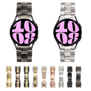 22mm Universal Three-Bead Stainless Steel Watch Band(Rose Gold)