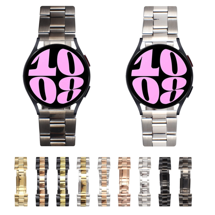 22mm Universal Three-Bead Stainless Steel Watch Band(Gold)
