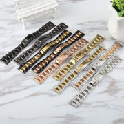 22mm Universal Three-Bead Stainless Steel Watch Band(Rose Gold)