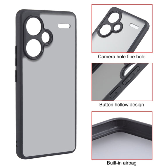For Xiaomi Redmi Note 13 Pro+ Fine Pore Matte Black TPU + PC Phone Case